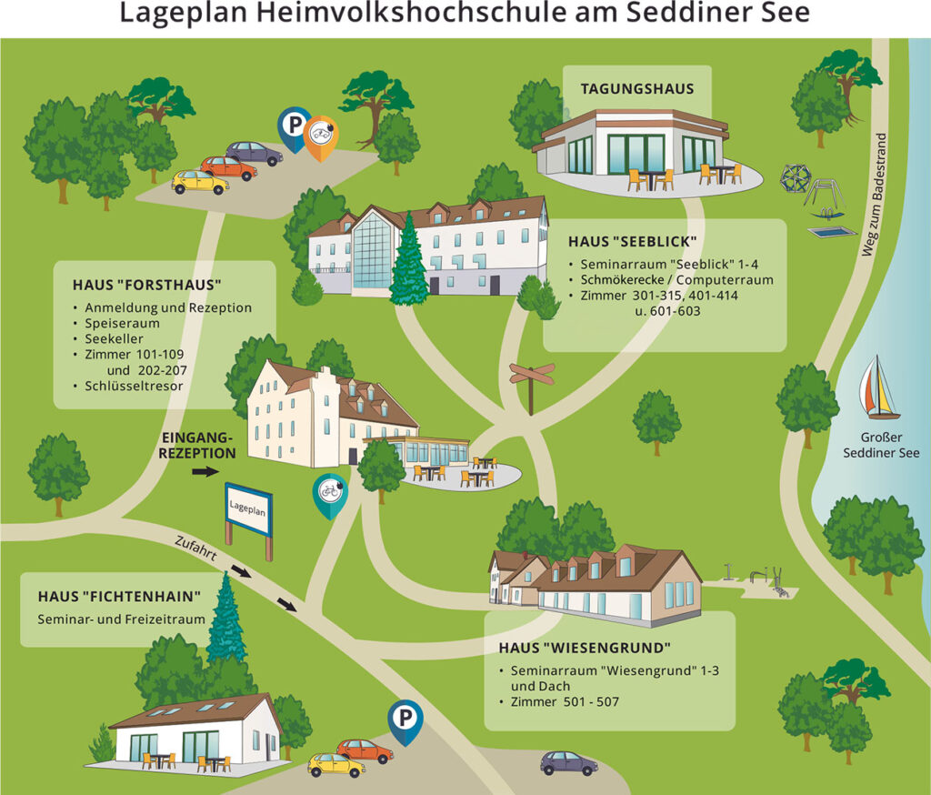 Lageplan der Heimvolkshochschule am Seddiner See